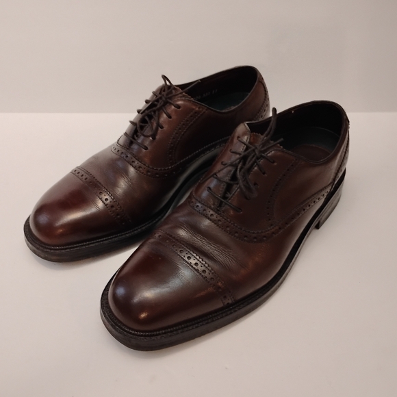 Florsheim‎ Men's Sz 9.5 Cap Toe Oxford Shoes Brown Leather Lace Up 11062 - Picture 1 of 15